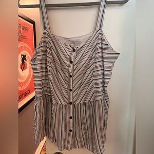Loft sleeveless striped peplum top with buttons